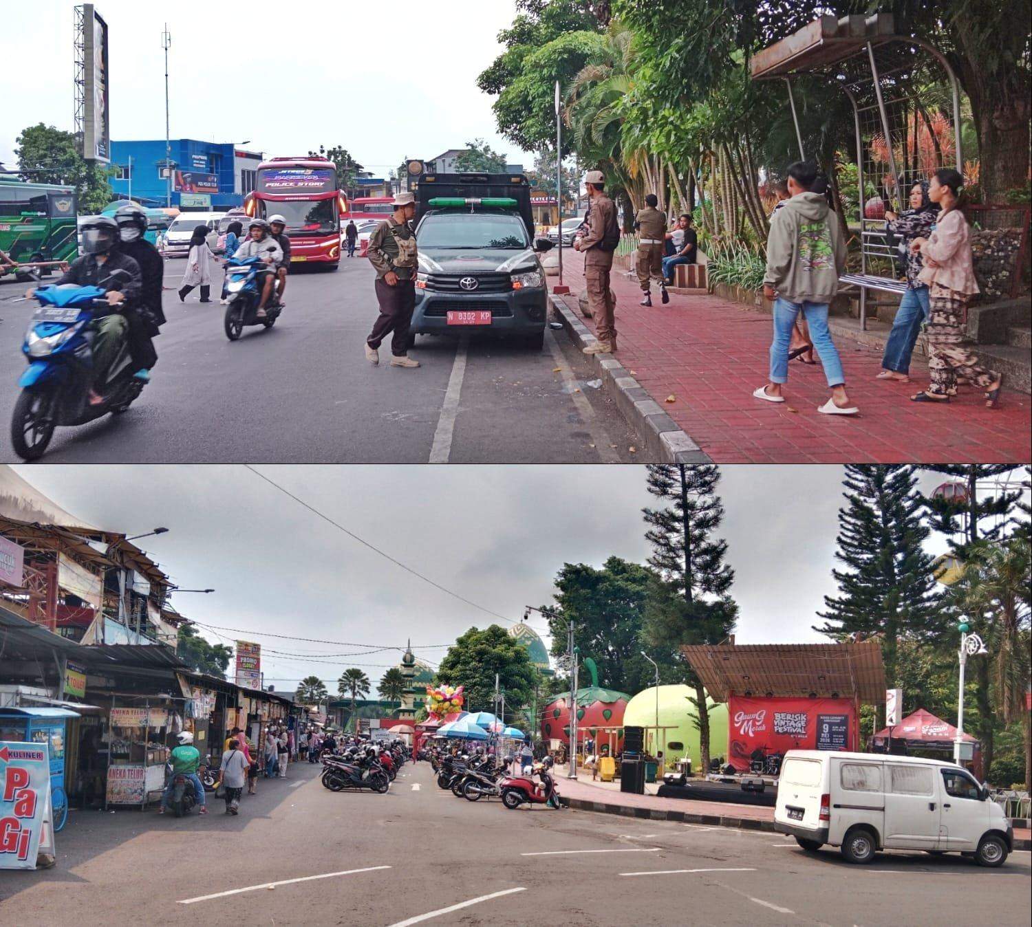 Jalan Kartini Batu dipenuhi lapak PKL permanen yang mencaplok fasilitas umum